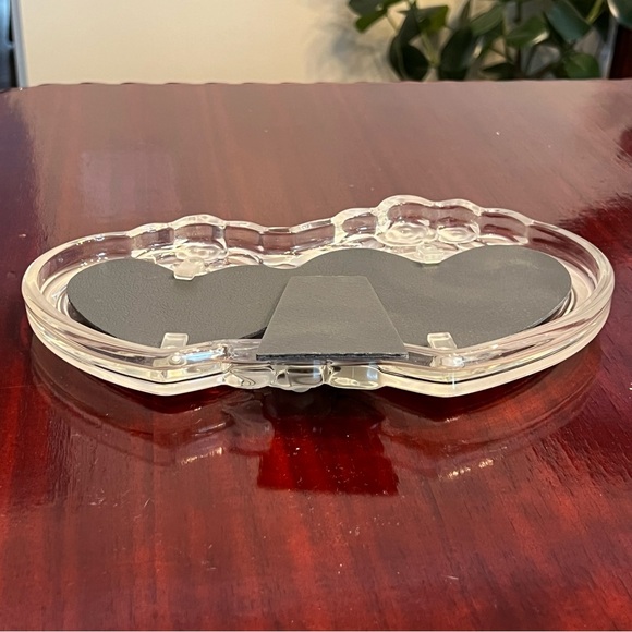 Mikasa Rosemont Double Heart Crystal Photo Frame Frosted Roses Germany 1990s - Picture 6 of 10